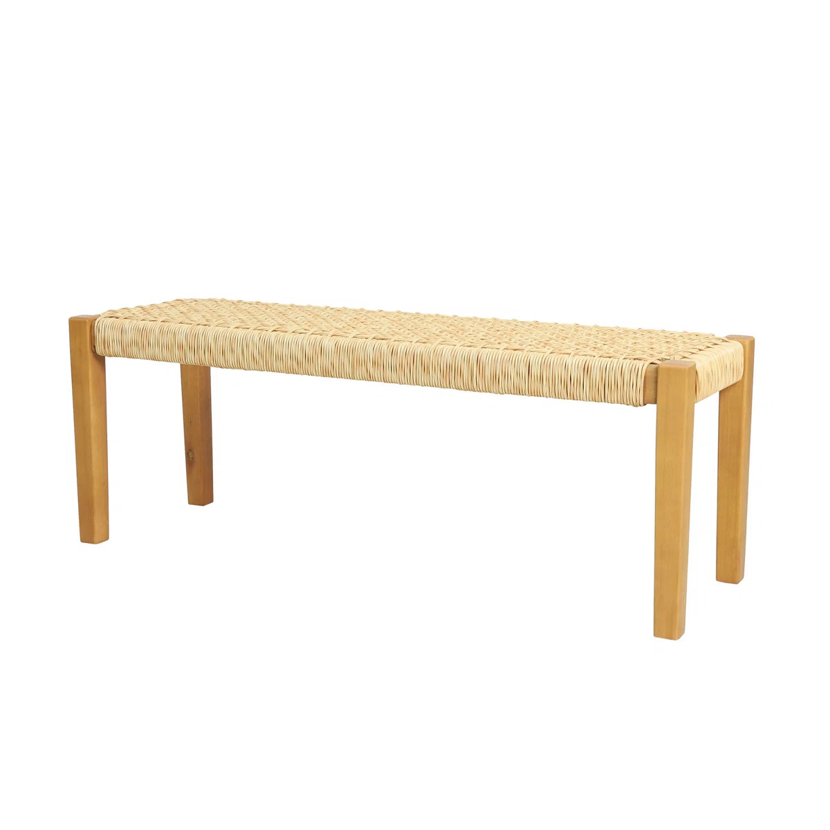 Richmond Angie Acacia Wood+Faux Rattan Bench | Wayfair North America