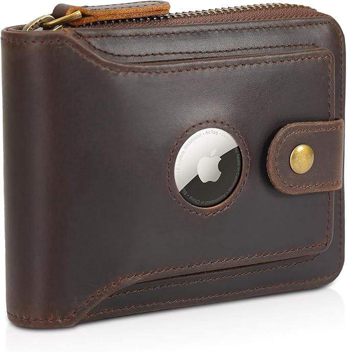 Polare Full Grain Leather Wallet for Men Bifold RFID Blocking Cash Credit Card Case with Air Tag ... | Amazon (US)