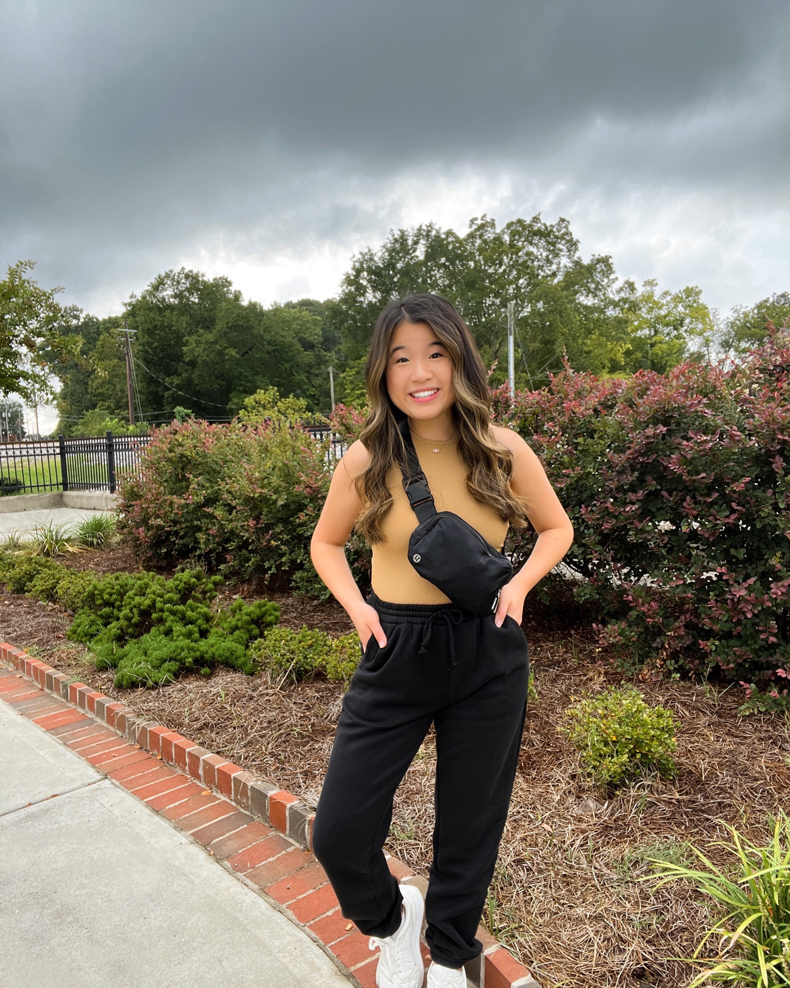 Both the bodysuit and the joggers/sweatpants are from Amazon (size small, TTS). Belt bag is from Lululemon and platform white sneakers are from Pink Lily Boutique (size 6.5)

#LTKSeasonal #LTKunder50 #LTKU