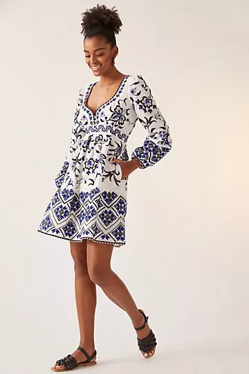 Sweetheart Embroidered Mini Dress | Anthropologie (US)