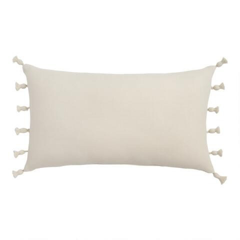 Woven Tasseled Indoor Outdoor Lumbar Pillow | World Market
