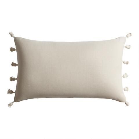 Woven Tasseled Indoor Outdoor Lumbar Pillow | World Market