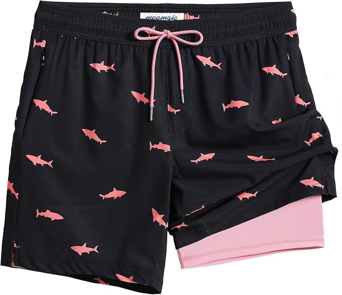 maamgic 2 in 1 Mens Swim Trunks 7 Inch Swim Shorts Swim Suits Board Shorts | Amazon (US)