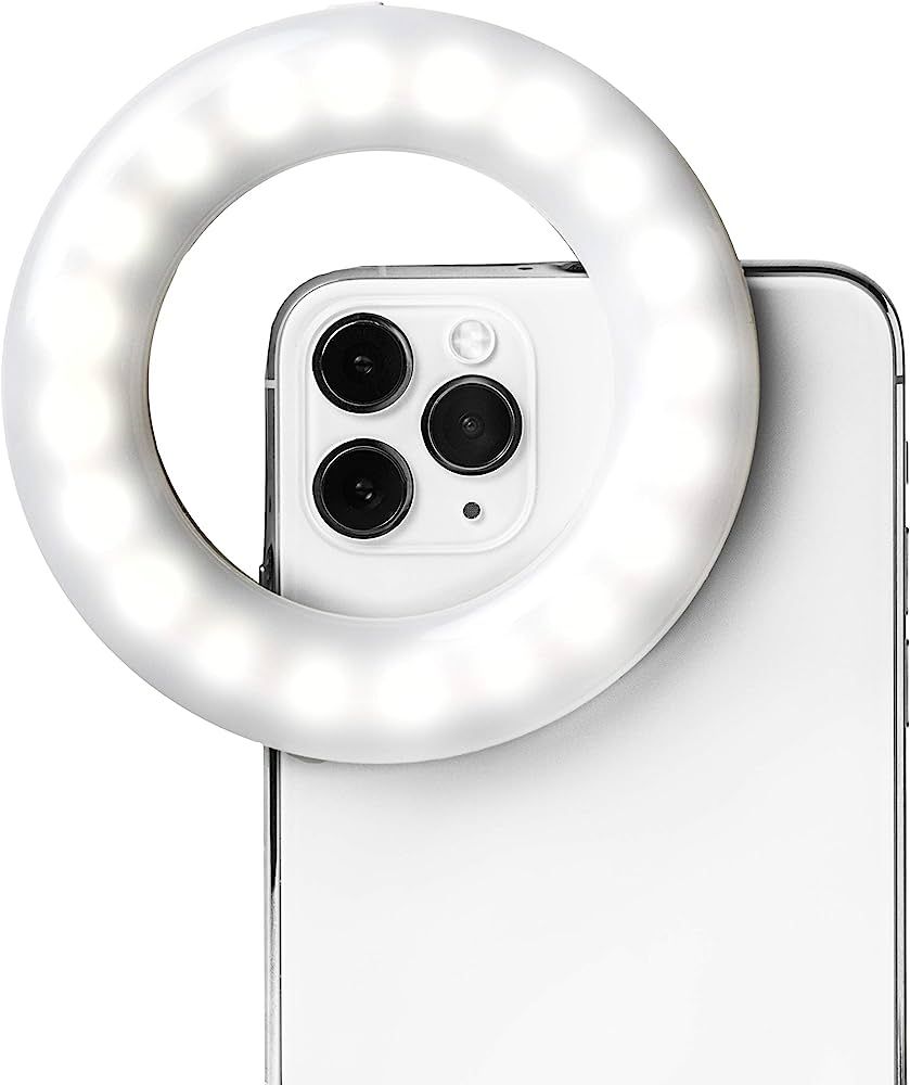 Selfie One - Rechargeable Ring Light Clip-on for iPhone, Android, Tablet, and Laptop Camera Photo... | Amazon (US)
