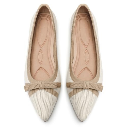 Oexuios Flats for Women Pointed Toe Knit Foldable Ballet Flat Shoes | Amazon (US)