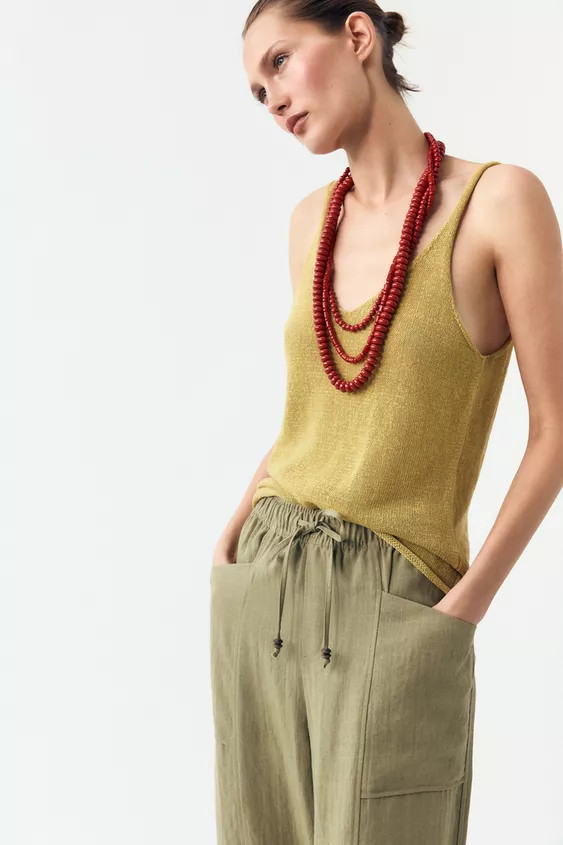 LINEN BLEND KNIT TOP | Zara US
