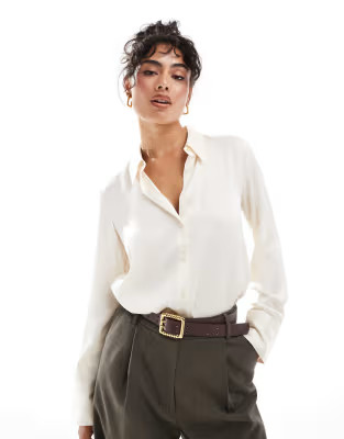 Mango satin shirt in white | ASOS | ASOS (Global)