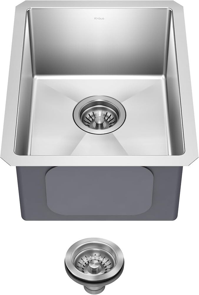 KRAUS Standart Pro 14 -inch Undermount Single Bowl 16 Gauge Stainless Steel Bar Kitchen Sink, KHU... | Amazon (US)