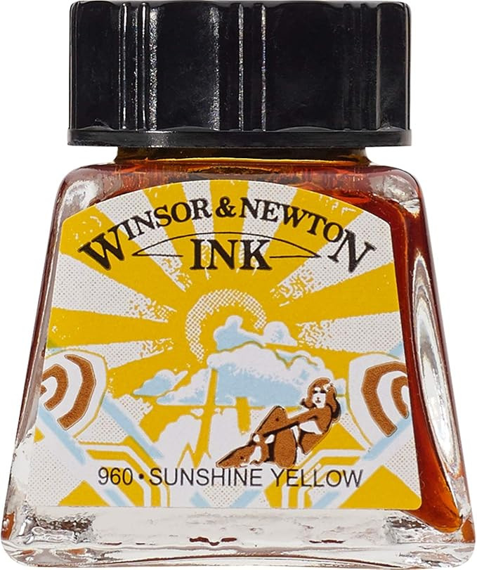 Winsor & Newton Drawing Ink, 14ml Bottle, Sunshine Yellow | Amazon (US)