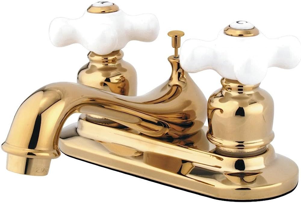 Kingston Brass KB602PX Restoration 4-Inch Centerset Lavatory Faucet with Porcelain Cross Handle, ... | Amazon (US)