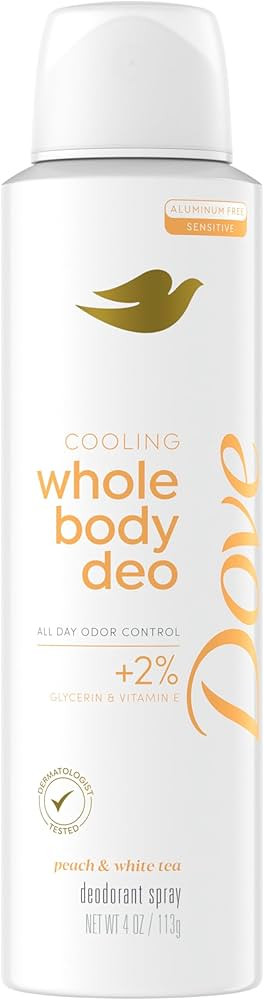 Dove Whole Body Deodorant Cooling Spray Peach & White Tea Aluminum Free 4oz | Amazon (US)
