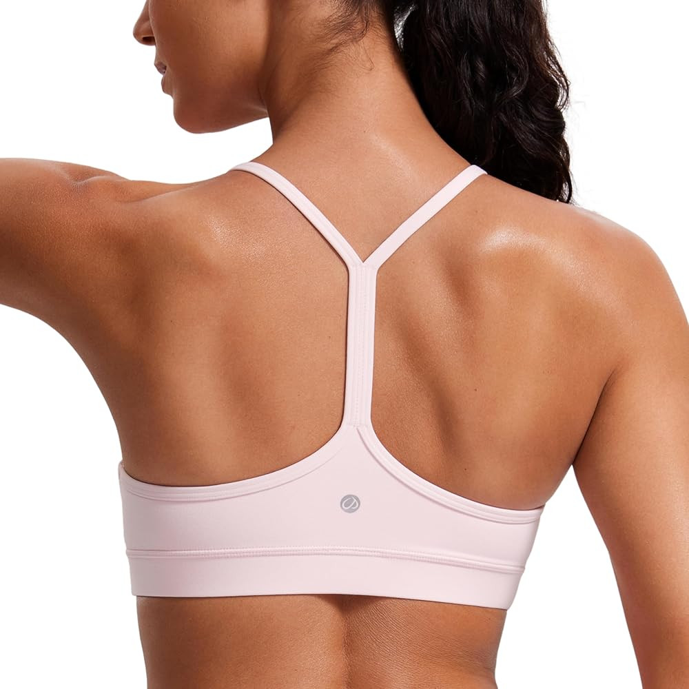 CRZ YOGA Butterluxe Womens Y Back Sports Bra - Padded Racerback Low Impact Spaghetti Thin Strap W... | Amazon (US)
