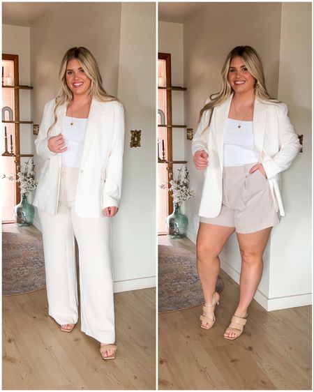Spring whites! Feeling so chic in these looks. Everything runs tts. 
I did a 33 long in the trousers
Xl in blazer
Large in top
Xl in shorts. 


#LTKstyletip #LTKcurves #LTKSeasonal