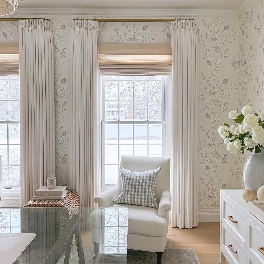 TWOPAGES Liz Linen Custom Curtain for Living Room Bedroom, Customized Blackout Privacy Pinch Plea... | Amazon (US)