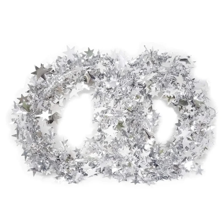 2 Rolls of Sparkly Star Tinsel Garlands with Wire for Xmas Tree, Birthday, Party, Festive Ornamen... | Walmart (US)
