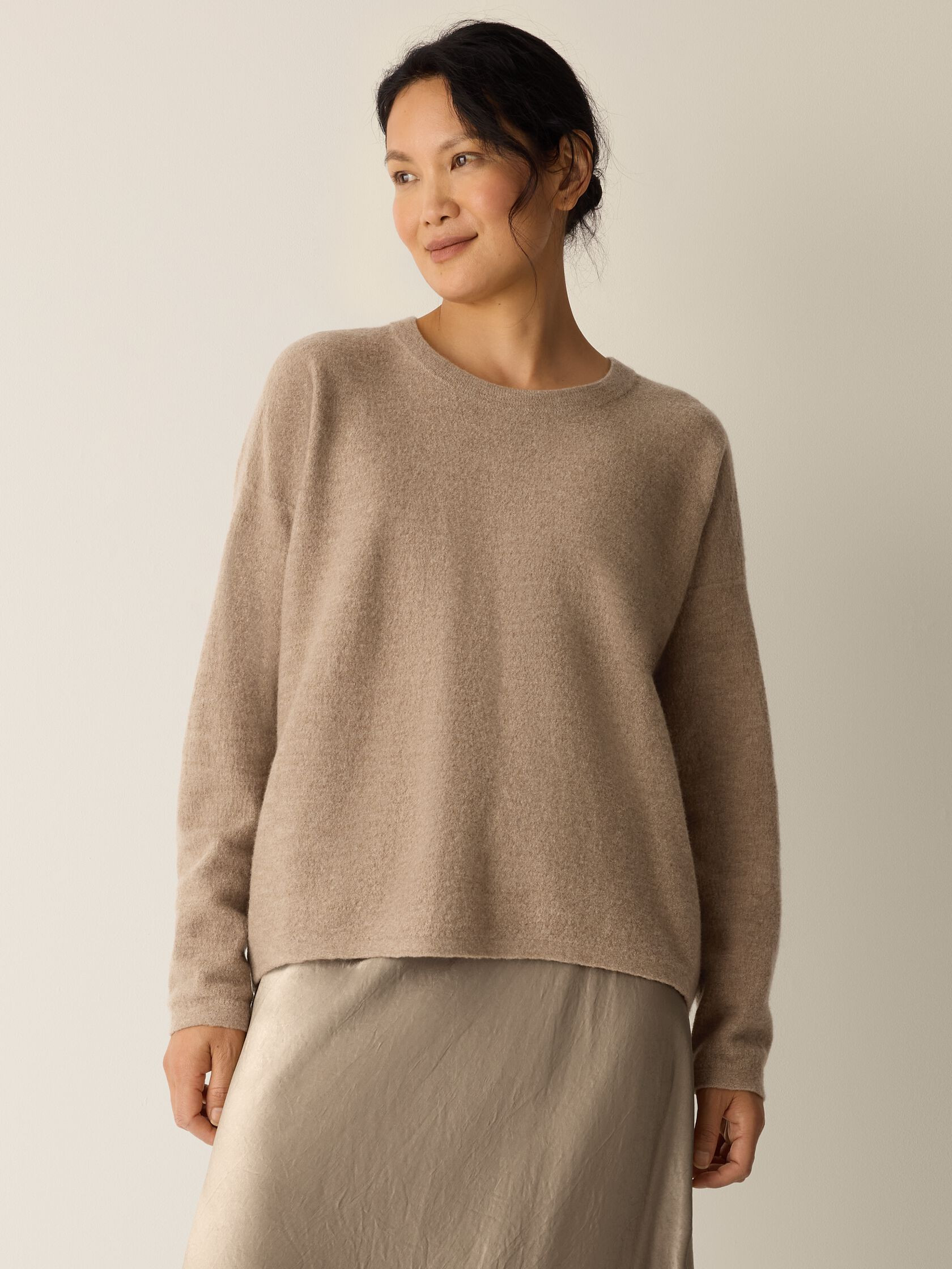 Fine Felted Wool Crew Neck Top in Regenerative Wool | Eileen Fisher