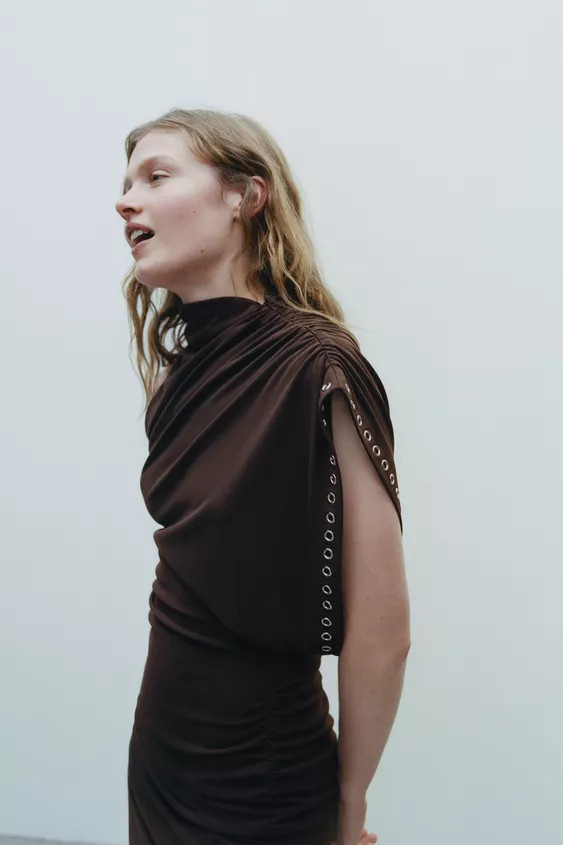 ASYMMETRIC CUT-OUT DRESS WITH EYELETS | Zara UK