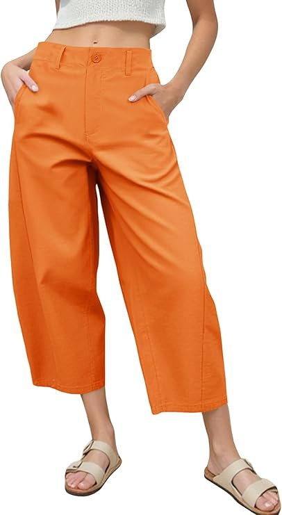 Women's Barrel Leg Pants Casual High Waisted Summer Baggy Harem Pants Trendy Elastic Waist Trouse... | Amazon (US)