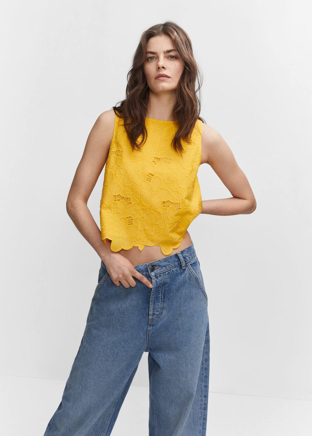 Embroidered openwork blouse -  Women | Mango USA | MANGO (US)