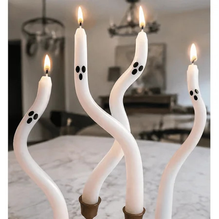 Twisted Ghost Candle Sticks Halloween Taper Candles Set of 4, Handmade 9.4" Paraffin Wax Unscented Candles Halloween Decor Personalized Gift | Walmart (US)