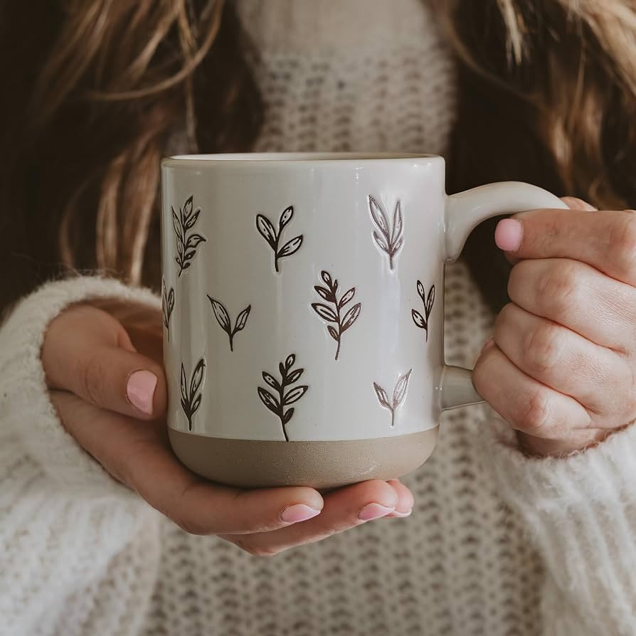 Sweet Water Decor Autumn Coffee Mug with Brown Leaves Design, 14oz Stoneware Cup for Tea & Cider,... | Amazon (US)