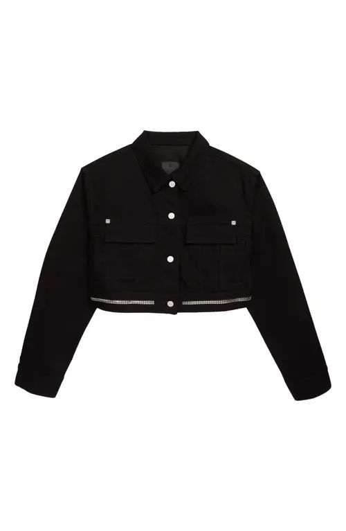 Givenchy Women's 4G Zip Crop Denim Jacket in 001-Black at Nordstrom, Size Large | Nordstrom