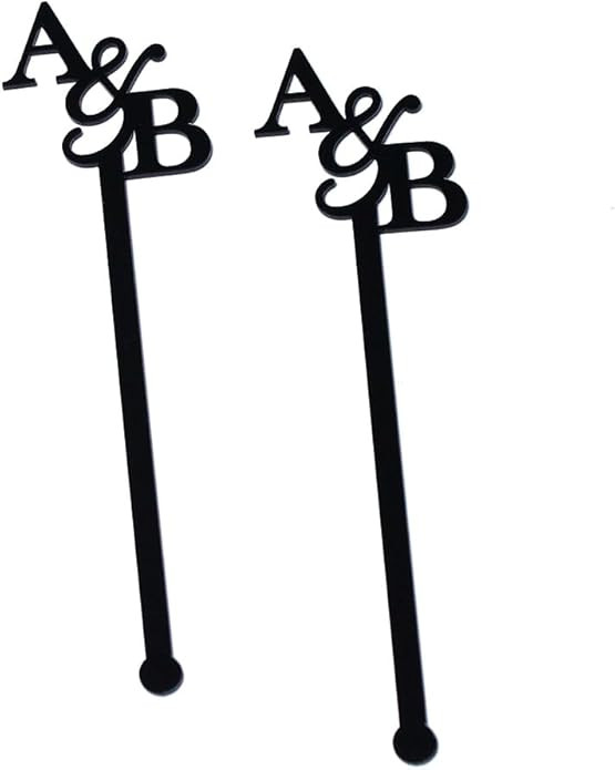 YANGSION Personalized Wedding Drink Initial Tags Drink Stirrers, Laser Cutting Custom Initial Let... | Amazon (US)