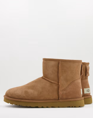 Ugg classic mini sheepskin boots in tan | ASOS (Global)