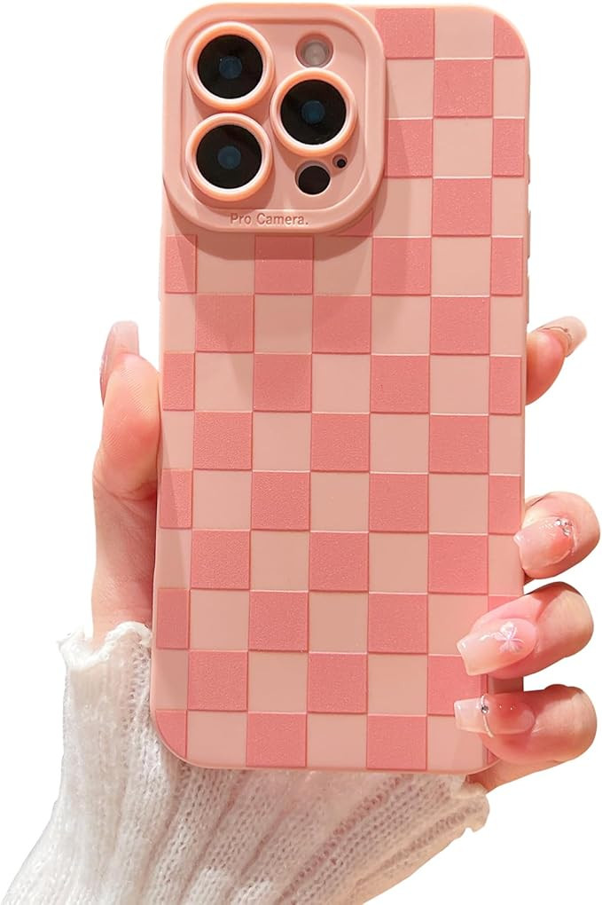 Compatible with iPhone 16 Pro Max Case Cute Checkered Pattern Design for Girls Women, Soft Silico... | Amazon (US)