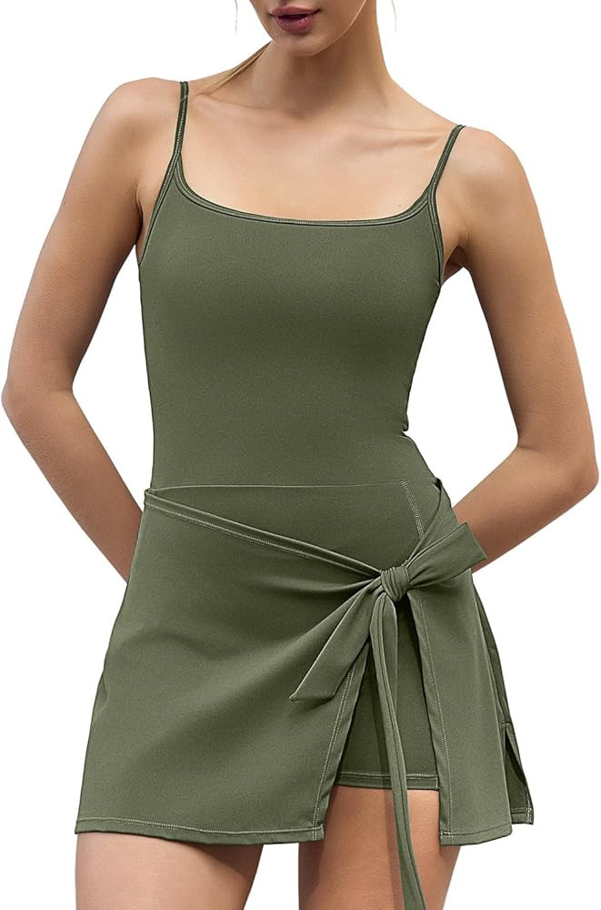 QINSEN Women's Sexy Square Neck Jumpsuit Sleeveless Wrap Shorts Romper One Piece Outfits with Poc... | Amazon (US)