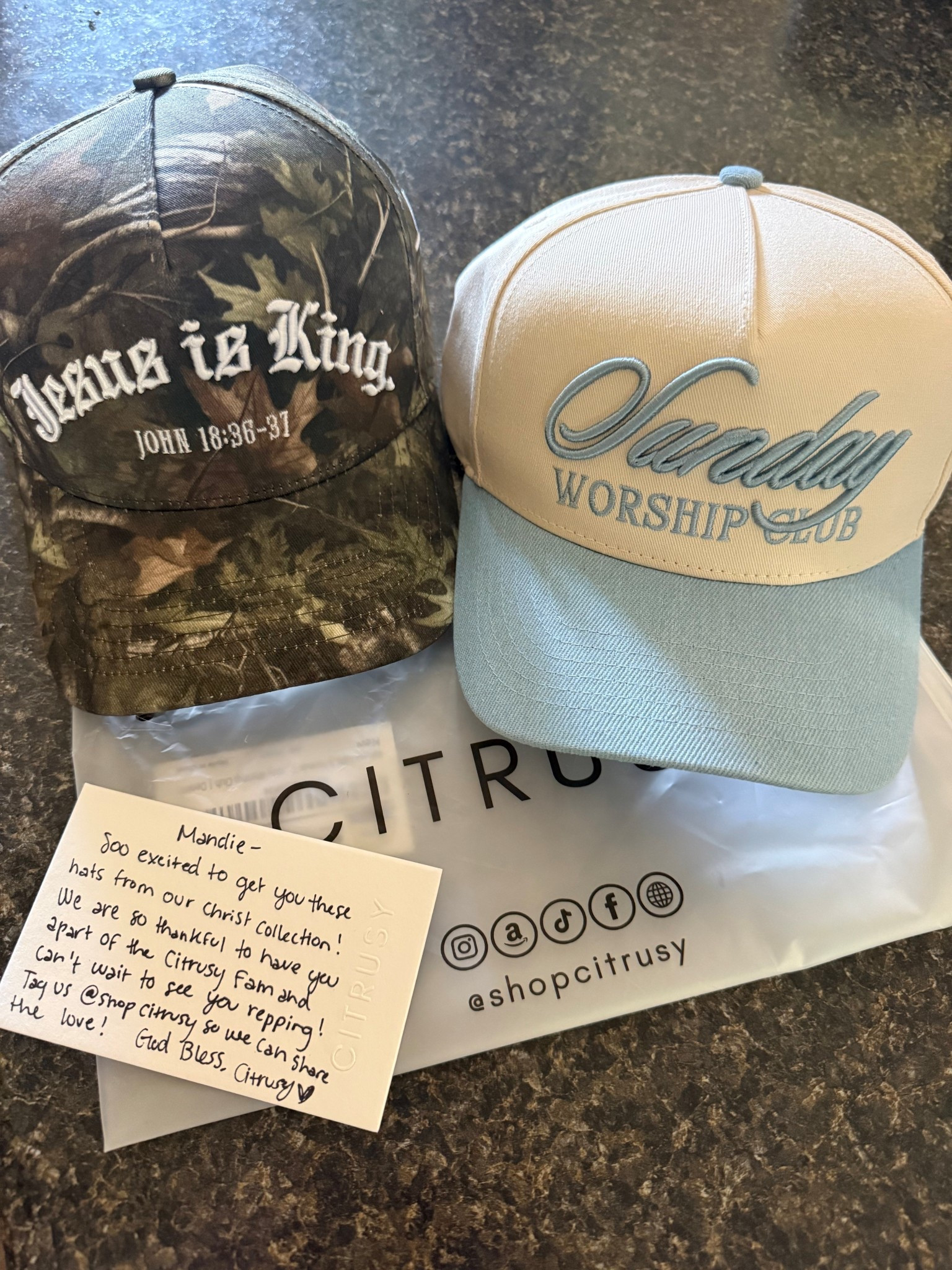 LOVE Citrusy Boutiques new Christ Collection! #hat #truckerhat #denimhat #camohat #jesushat  

#LTKOver40 #LTKMothersDay #LTKmomlife