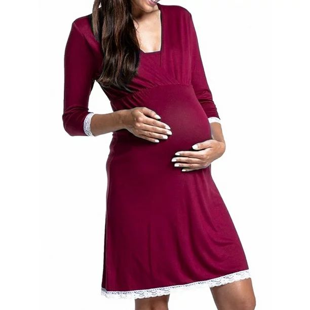 Jchiup Maternity 3/4 Sleeve Nursing Breastfeeding Sleep Dress | Walmart (US)