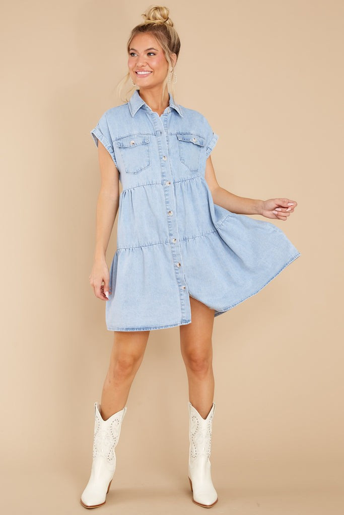 Style Sense Light Wash Denim Dress | Red Dress 