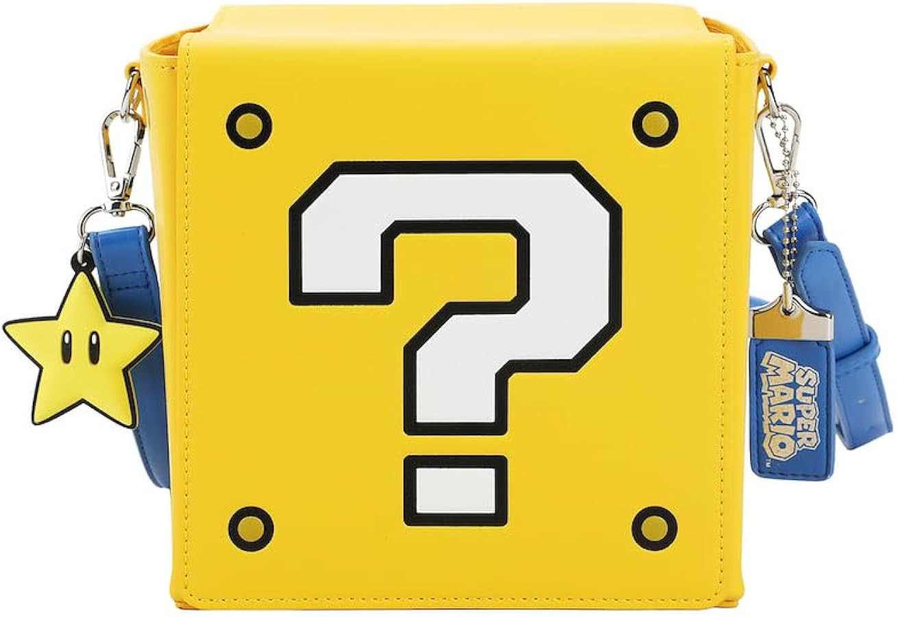Super Mario Bros Question Mark Block 6.5" Novelty Crossbody Bag | Amazon (US)