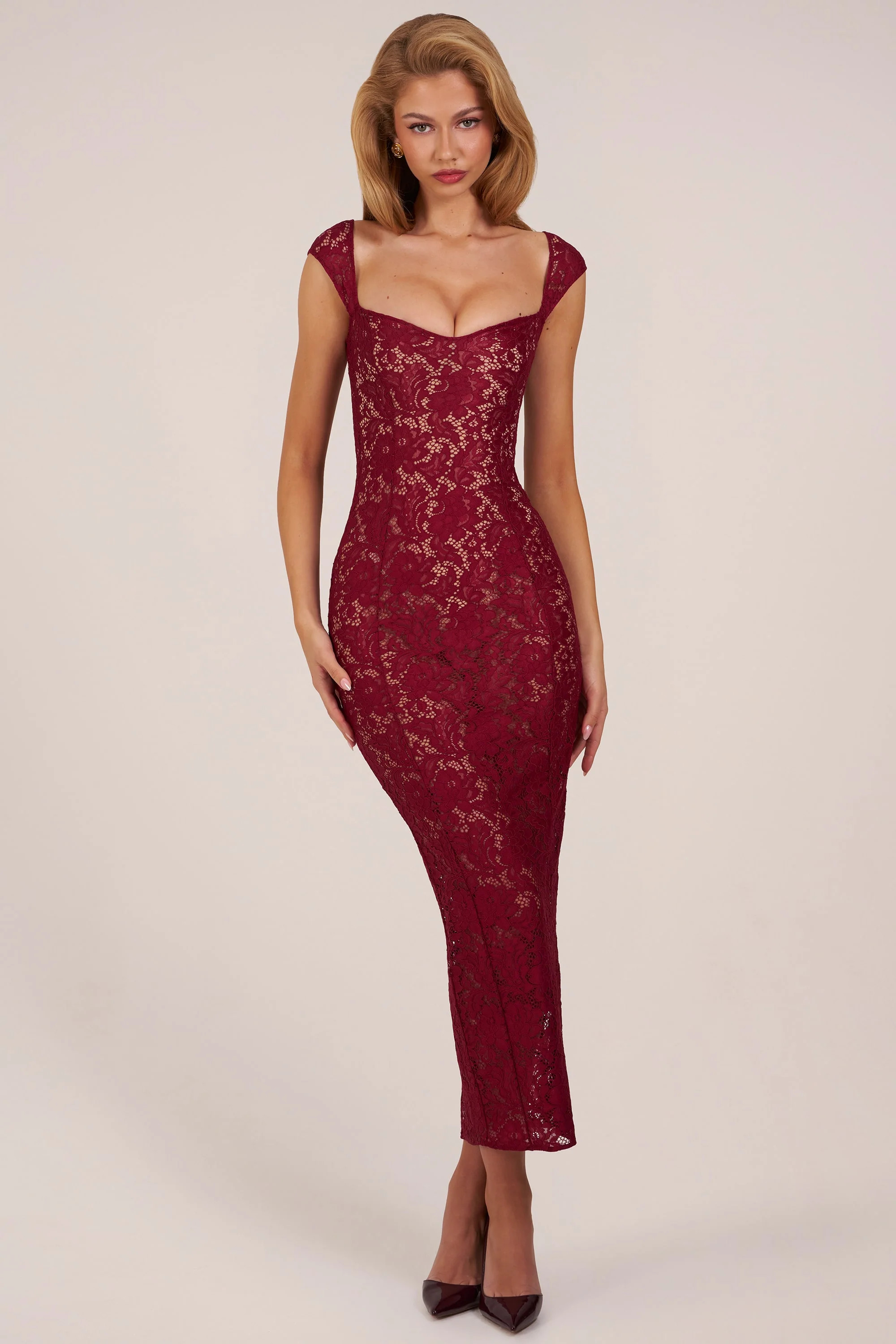 Sweetheart-Neck Maxi Dress in Wine | Oh Polly