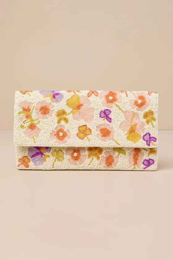 Ideal Season Ivory Floral Beaded Rectangular Clutch | Lulus