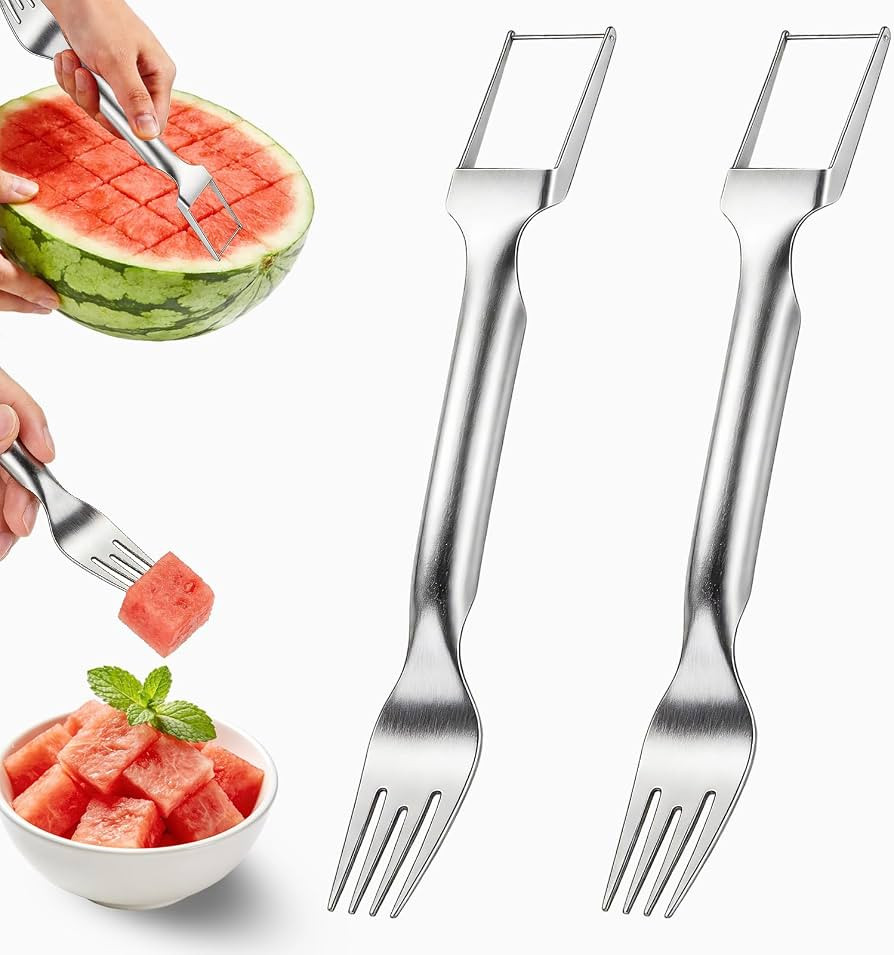 Watermelon Fork Slicer Cutter, 2-in-1 Stainless Steel Watermelon Slicer & Fruit Fork, Summer Kitc... | Amazon (US)