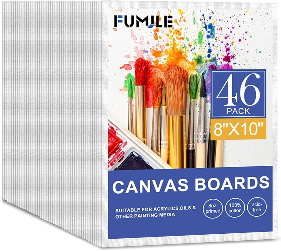 FUMILE Canvas Boards for Painting 8x10, 46 Pack Canvases Primed Acid Free Blank Canvas Panels for... | Amazon (US)