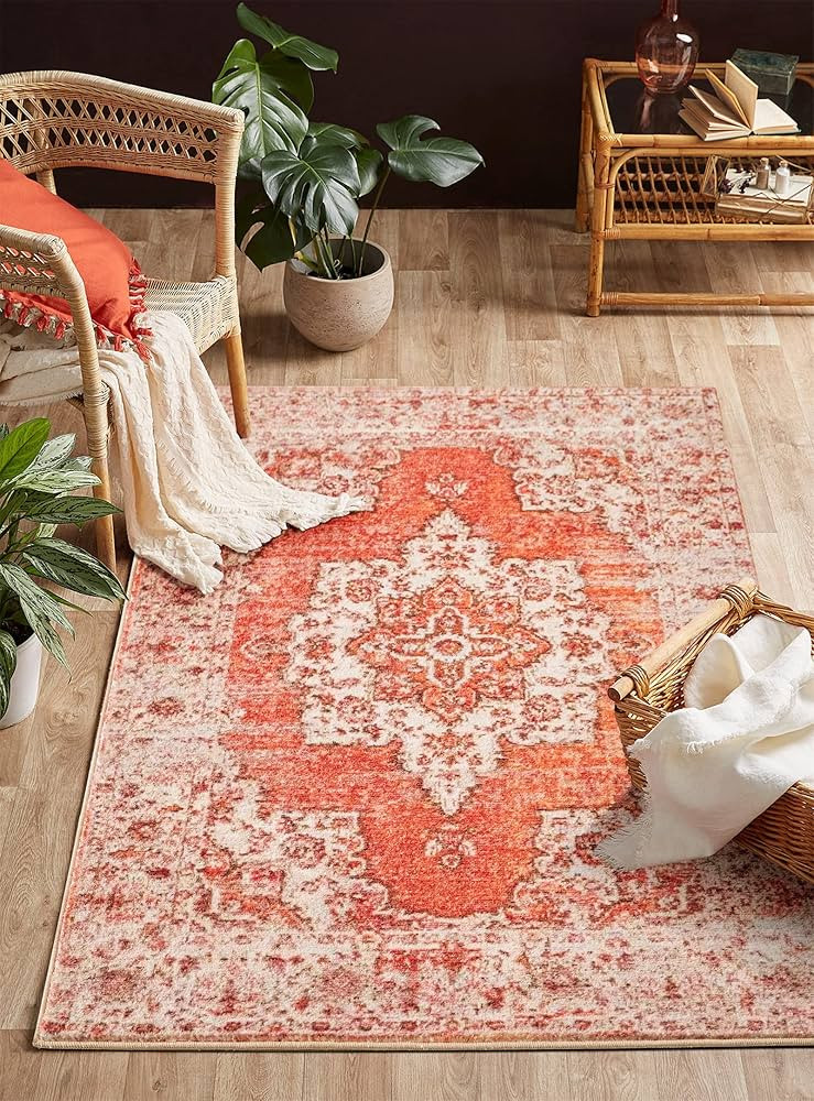 RoomTalks Boho Modern Farmhouse 4x6 Area Rugs for Bathroom Kitchen Bedroom Entryway Non Slip Wash... | Amazon (US)