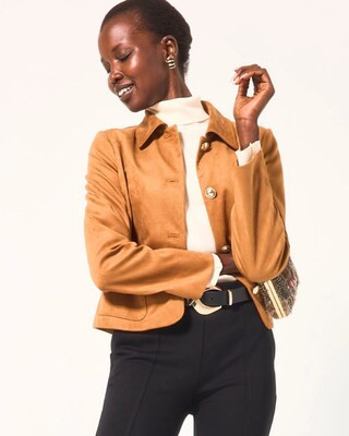 Women's Suede Cropped Jacket in Burnt Sienna | Chico's | Chico's