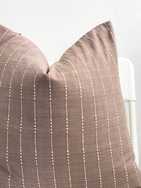 Brown Cream Striped Woven Pillow Cover | Etsy (US)