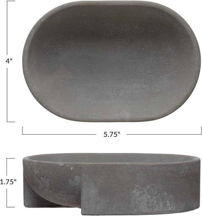 Bloomingville Grey Cement Oval Plate Soap Dish | Amazon (US)