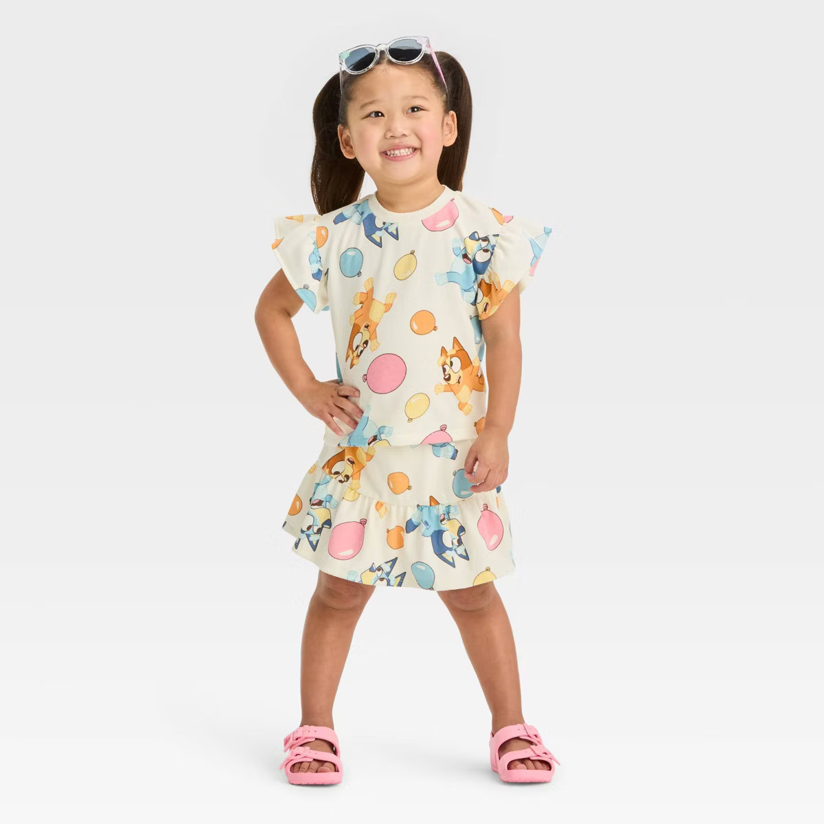 Toddler Girls' Bluey Top and Bottom Set - Off-White | Target
