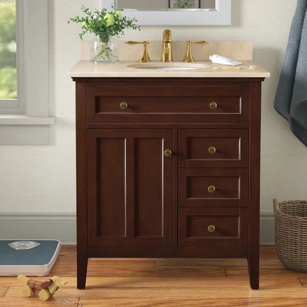 Waut 32'' Free-standing Single Bathroom Vanity with Polymarble Vanity Top | Wayfair North America