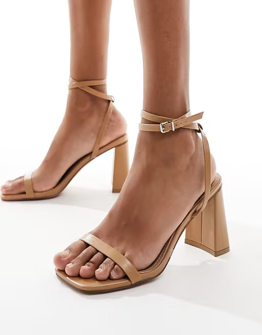 Simmi London Bia strappy block heeled sandal in beige | ASOS (Global)