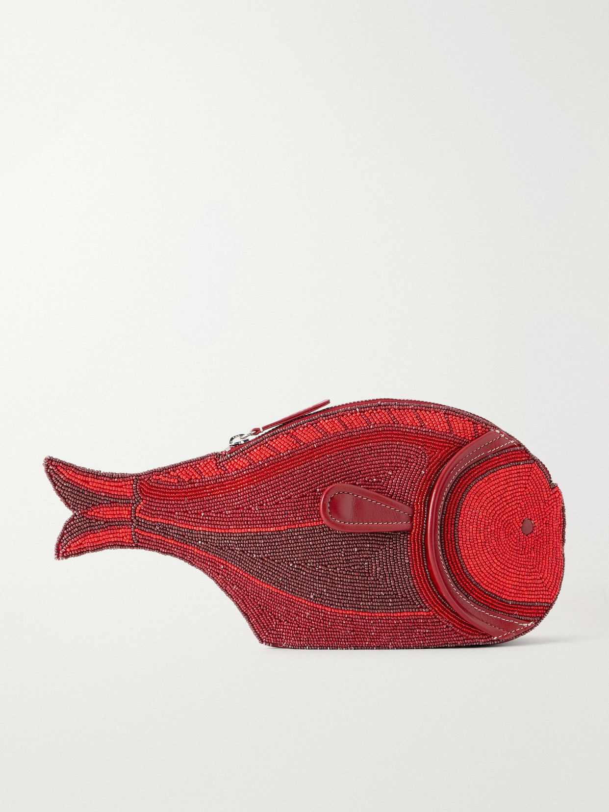STAUD - + Da Adolfo Pesce Beaded Leather Clutch - Red | NET-A-PORTER (US)
