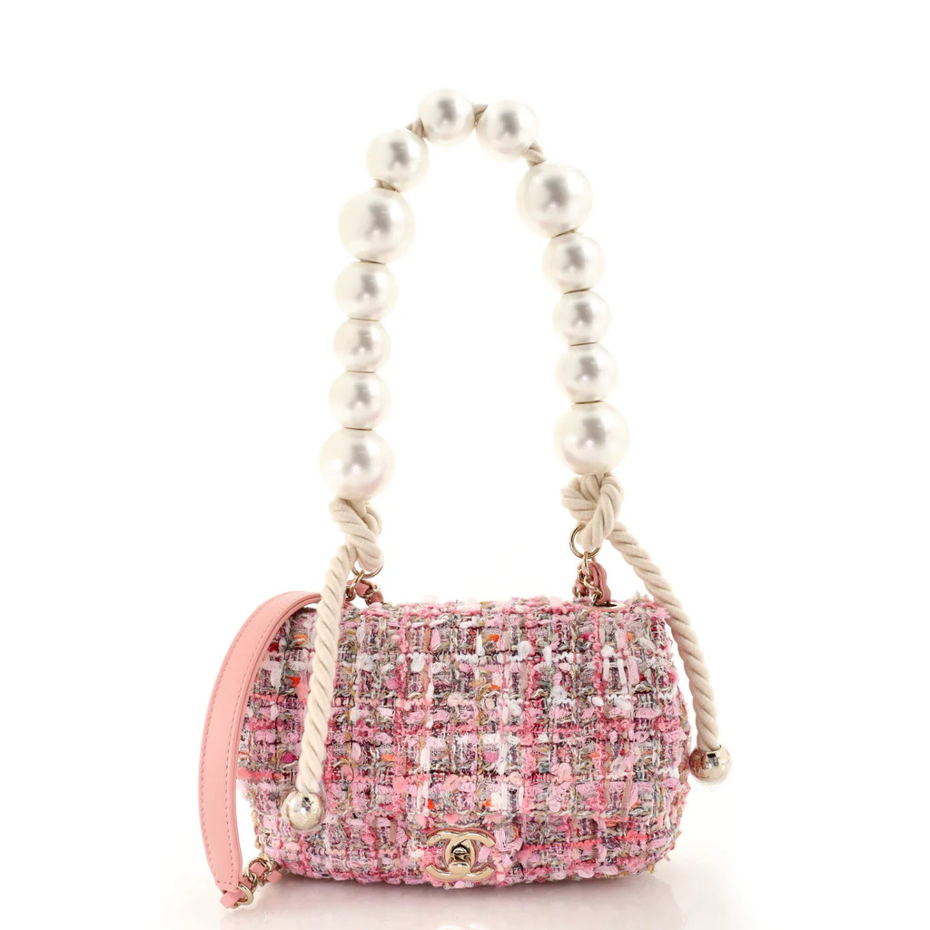 Pearl Handle Flap Bag Tweed Mini | Rebag