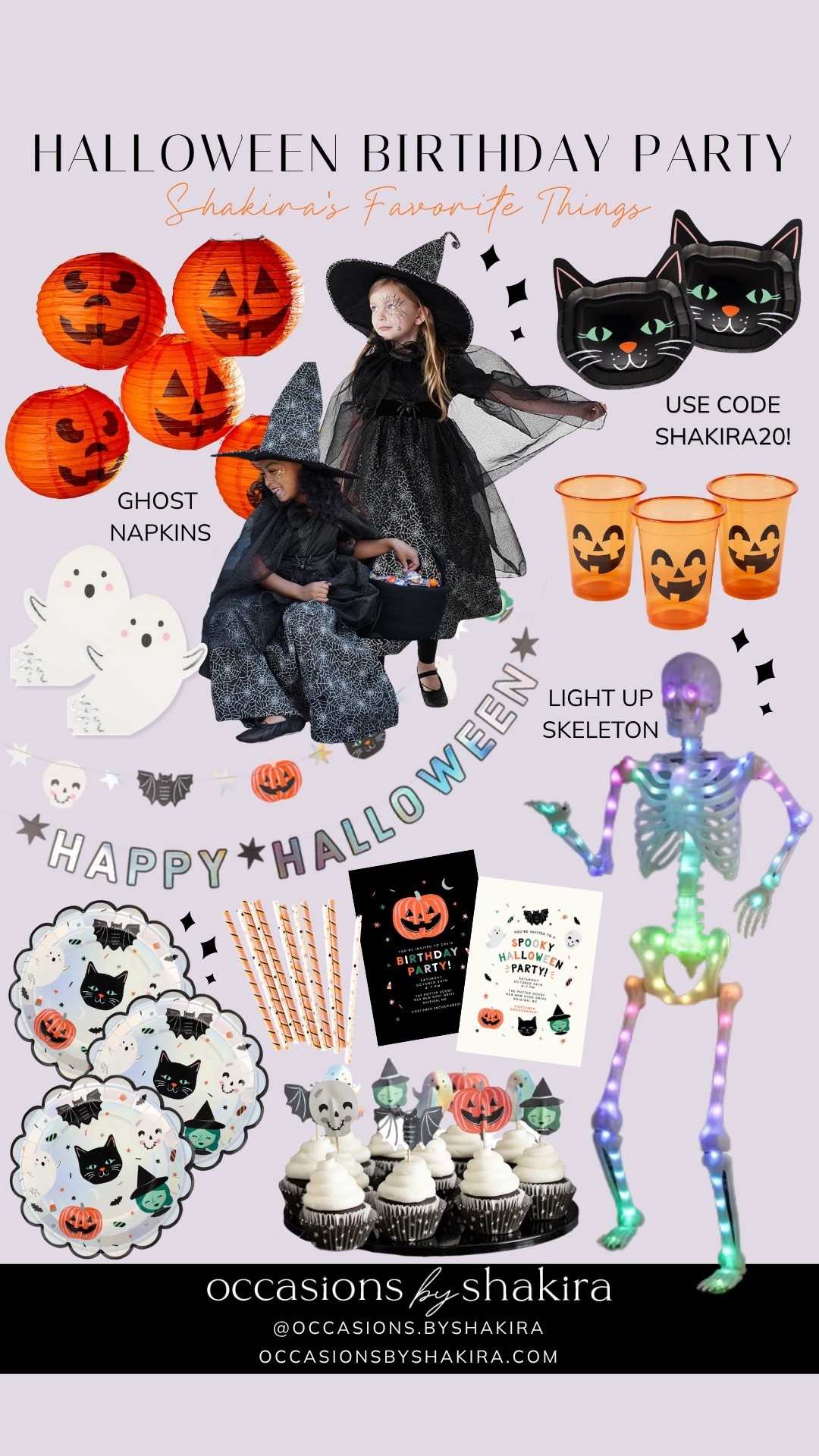 Halloween or Summerween birthday party essentials. Use code SHAKIRA20 for partyware at MyMind’s Eye