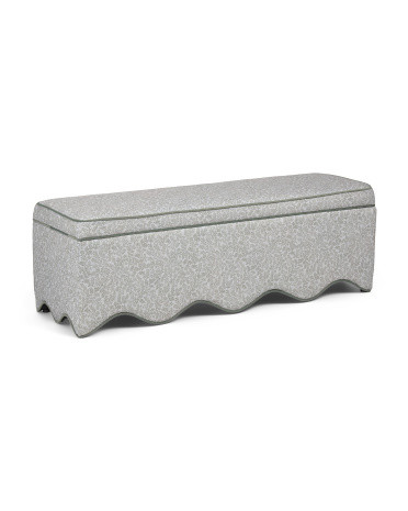 54.5x18 Botanical Print Scalloped Storage Bench | TJ Maxx