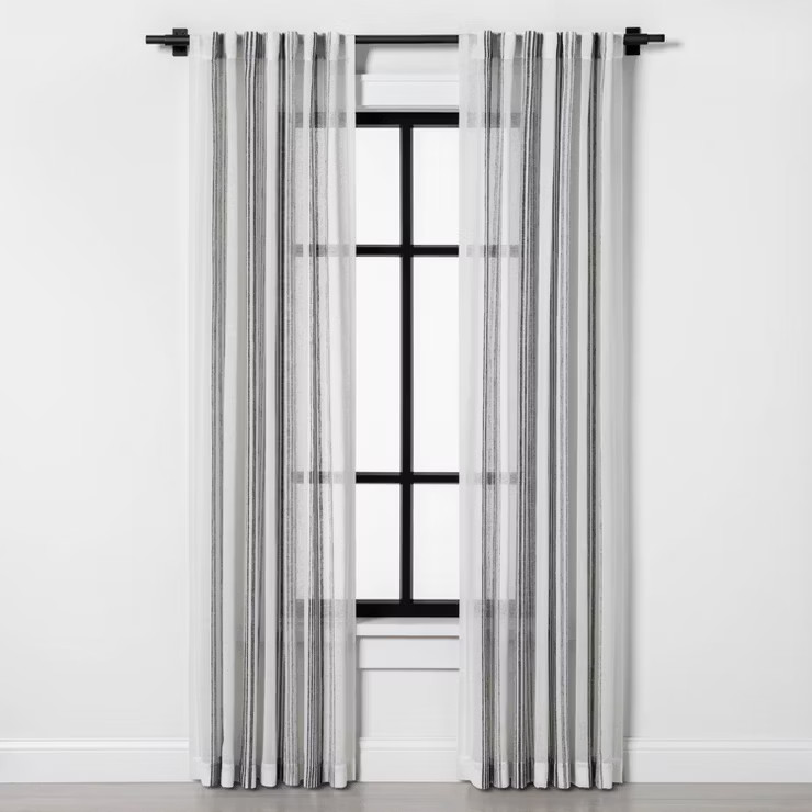 Vertical Stripe Curtain Sheer Gray - Hearth & Hand™ with Magnolia | Target
